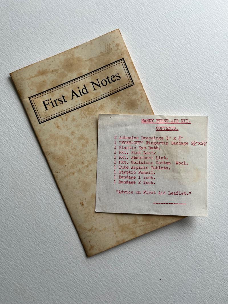 WW2 British, Home Front, First Aid Notes, un-dated.