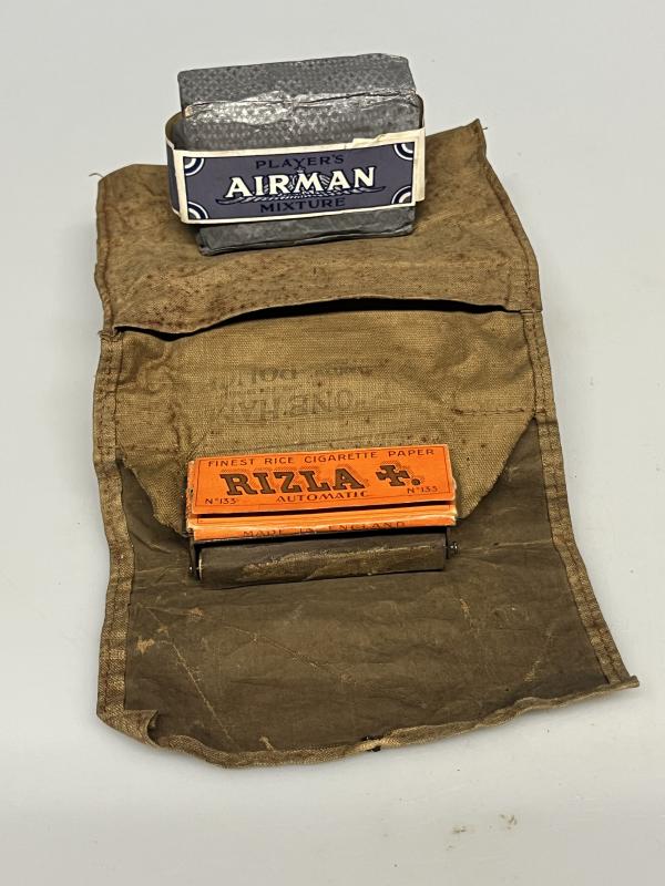 WW2 British Soldier's Tobacco Pouch with Integral Cigarette Roller Grouping.