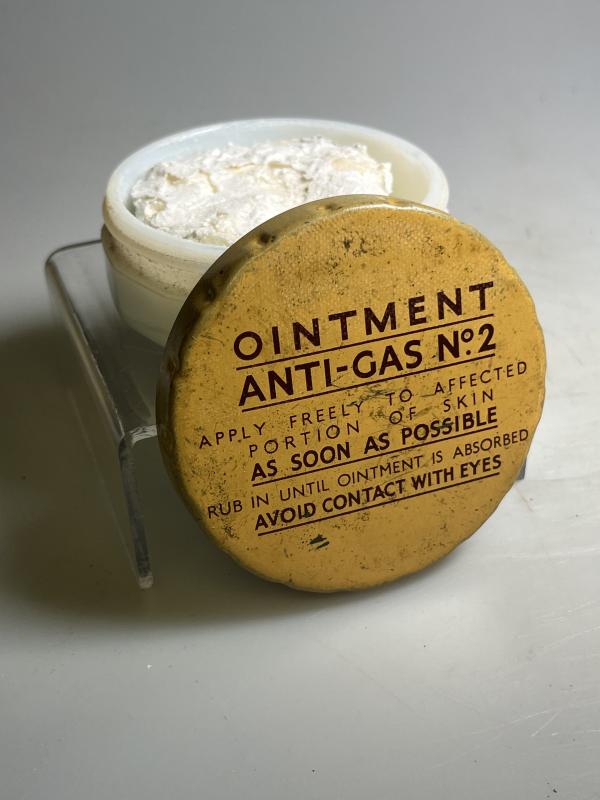 WW2 British, Ointment Anti-Gas No.2, Glass Jar Variant, Coloured Coded ‘Cream’.