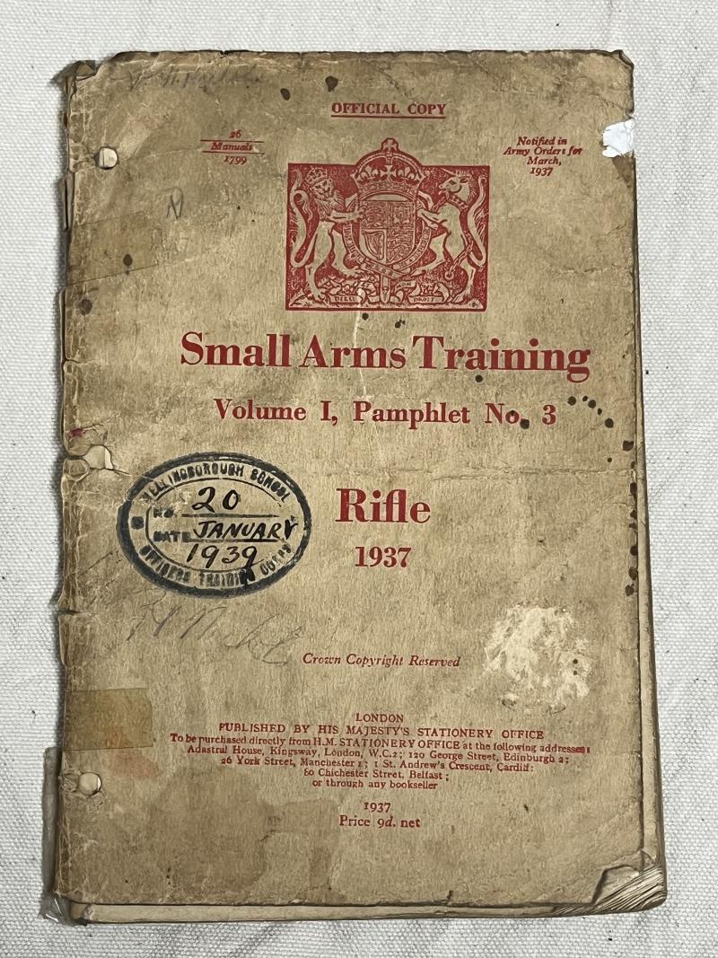 WW2 Era, British, ‘Small Arms Training’, HMSO, 1937, printed 1937.