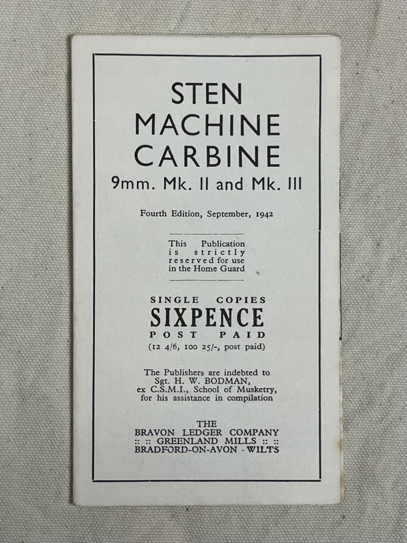 WW2, British, ‘STEN Machine Carbine’, The Bravon Ledger Company, 1942.