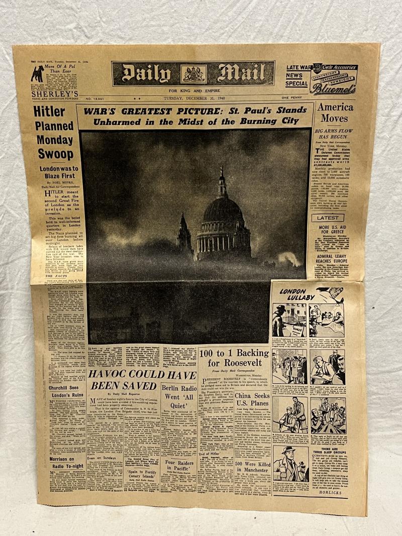 WW2 Iconic Blitz, Daily Mail, Newspaper Cover.