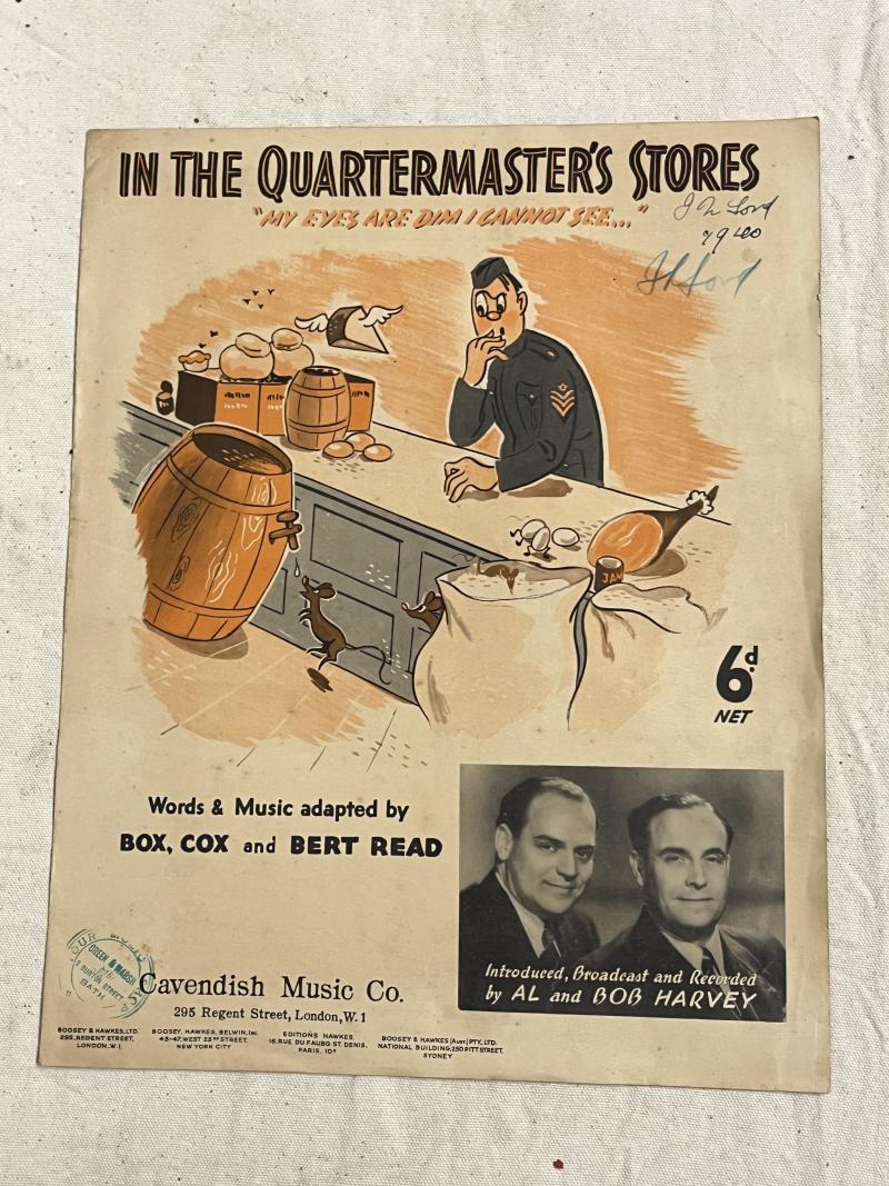 WW2 British, Sheet Music, 'The Quartermaster's Store', hand dated '1940'.