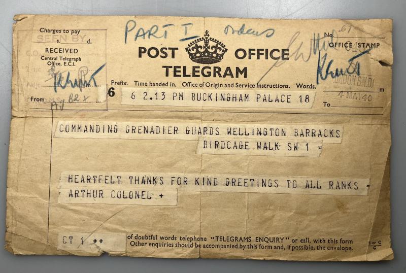 WW2 British, Telegram Dated 4th May 1940, Buckingham Palace.