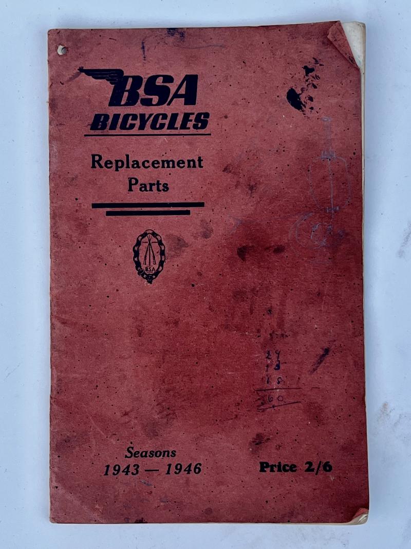 WW2 era, BSA Bicycles, Replacement Parts Catalogue, Seasons 1943-1946.