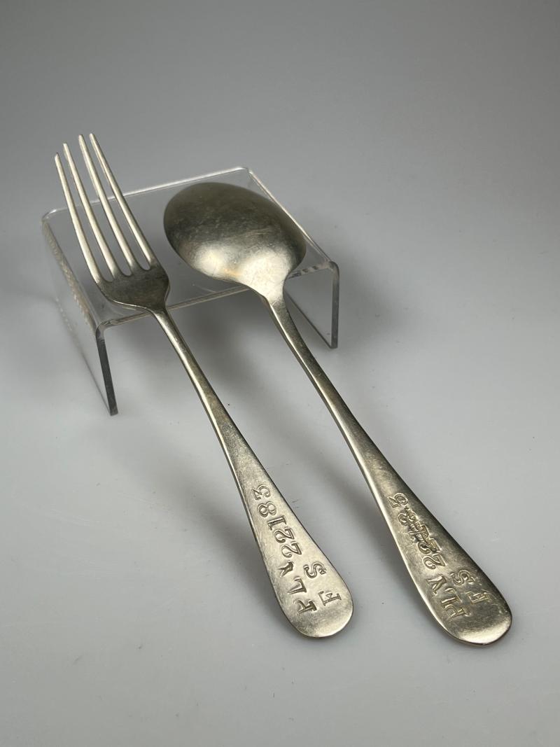 WW1 British / Commonwealth Service Number & Unit Marked Fork and Spoon.
