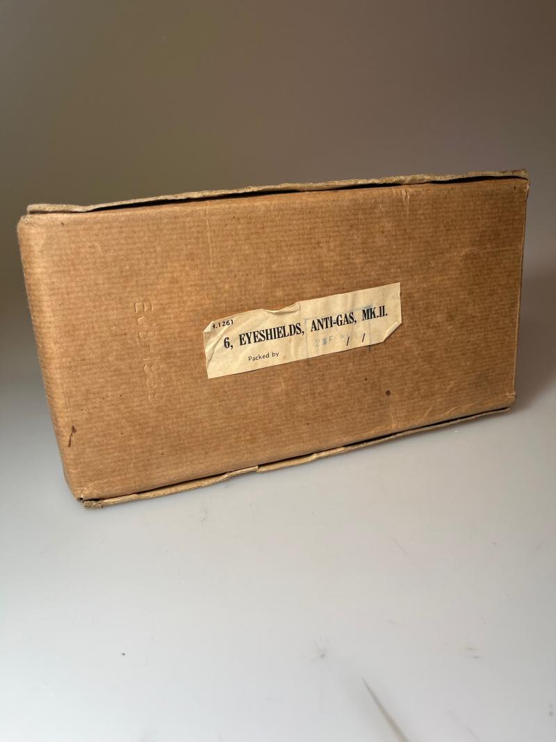 RARE WW2 British, Dunkirk Era, Box of Six, MKII, Anti-Gas Eye Shields, 1939.